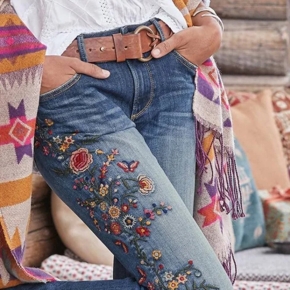 Floral Denim and white tee